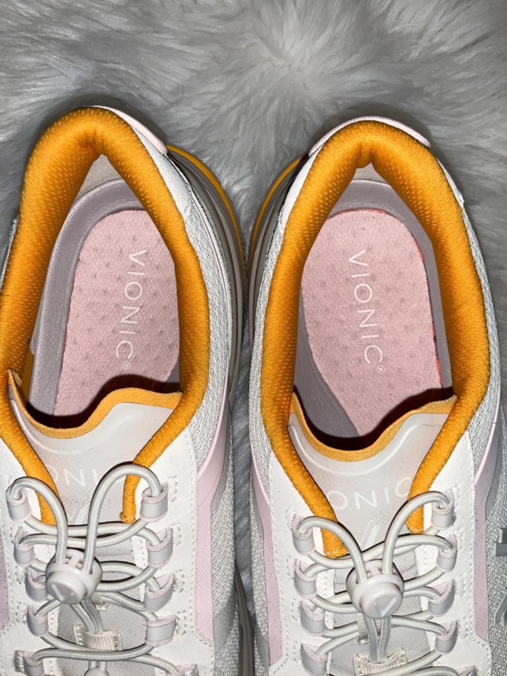 Vionic Women's Cream Sneaker with Yellow Trim - Picture 5 of 10